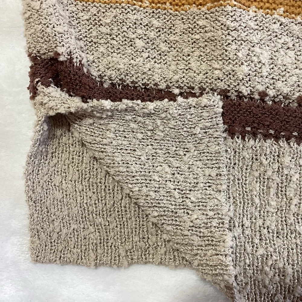 NEW Mason & Belle Striped Sweater Size Large Multicolor Brown Tan